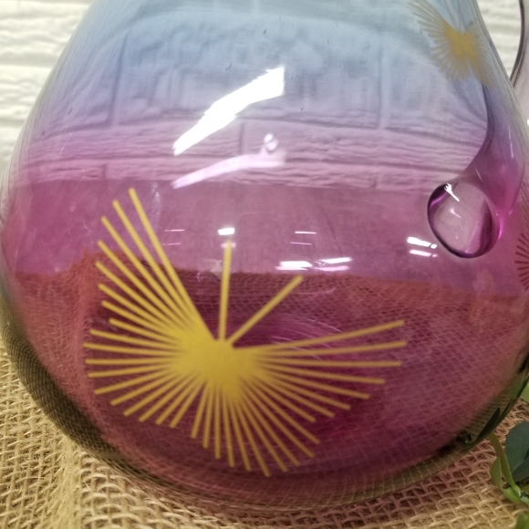 Purple ombre pitcher w/ gold butterflies - Picture 7 of 12